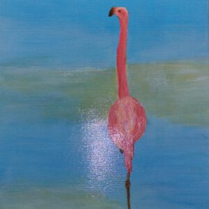 Veiling: Schilderij Flamingo (60*30 cm olieverf op canvas)