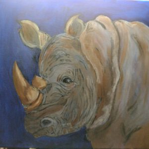 Veiling: Schilderij Neushoorn (60*50 cm olieverf op canvas)